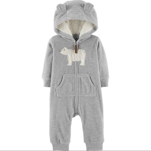 Carter’s Zip-Up Fleece Polar Bear Hooded bunting 9M - Picture 1 of 3